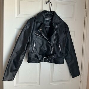 Women's Black Leather Biker Jacket